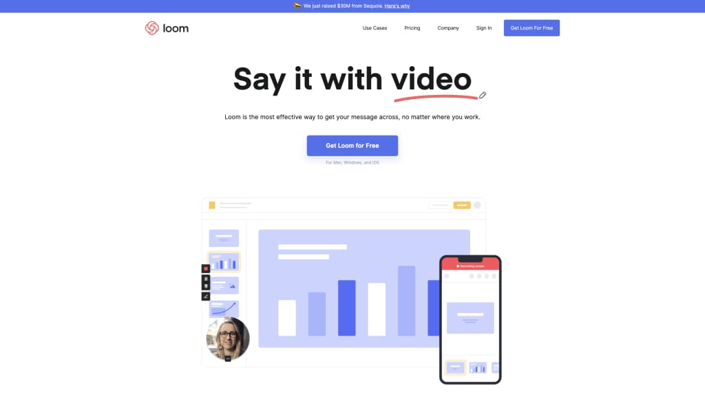Loom video site screenshot